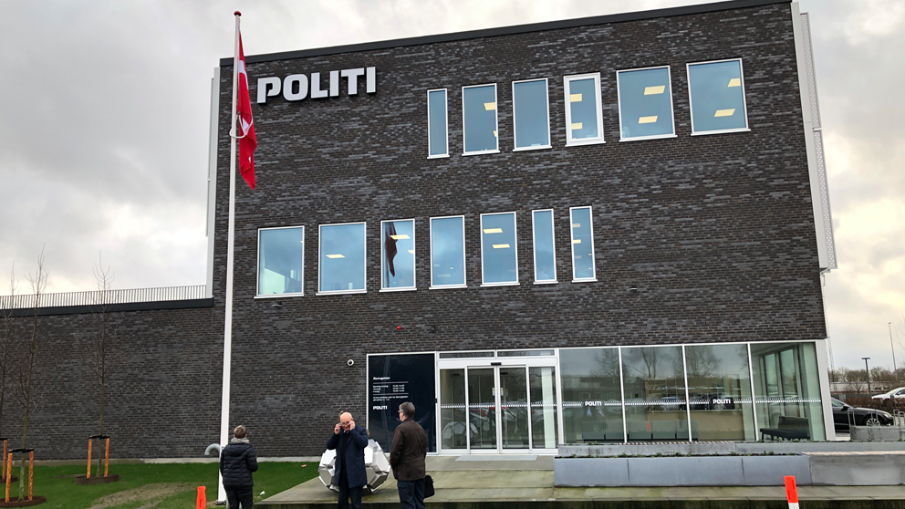 Den nye politistation i Herning, hovedindgang